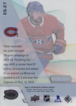 2020-21 Upper Deck Synergy - Exceptional Stars #ES-27 Tomas Tatar Back
