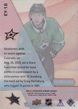 2020-21 Upper Deck Synergy - Exceptional Young Stars Black #EY-18 Miro Heiskanen Back