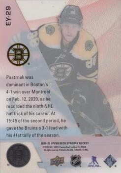 2020-21 Upper Deck Synergy - Exceptional Young Stars Black #EY-29 David Pastrnak Back