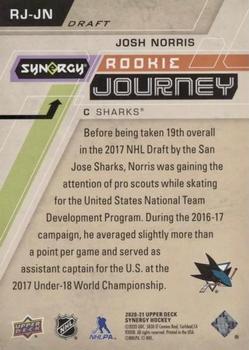 2020-21 Upper Deck Synergy - Rookie Journey Draft #RJ-JN Josh Norris Back