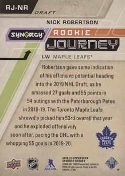 2020-21 Upper Deck Synergy - Rookie Journey Draft #RJ-NR Nick Robertson Back