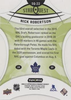 2020-21 Upper Deck Synergy - Star Quest #SQ-22 Nick Robertson Back