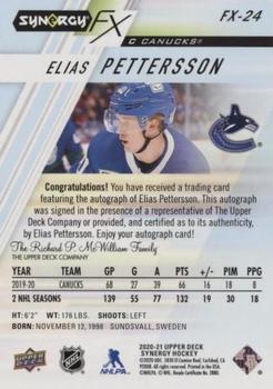 2020-21 Upper Deck Synergy - Synergy FX Green #FX-24 Elias Pettersson Back
