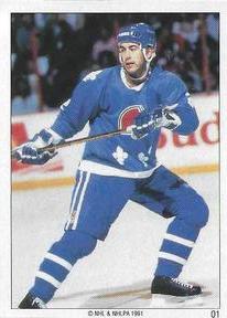 1990-91 Panini Super Poster Quebec Nordiques #1 Joe Cirella Front