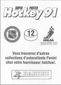 1990-91 Panini Super Poster Quebec Nordiques #12 Guy Lafleur Back