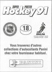 1990-91 Panini Super Poster Quebec Nordiques #18 Joe Sakic Back