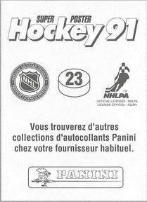 1990-91 Panini Super Poster Quebec Nordiques #23 Randy Velischek Back