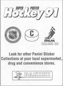 1990-91 Panini Super Poster Quebec Nordiques #C Guy Lafleur Back