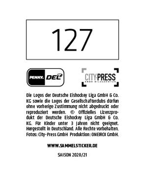2020-21 Playercards Stickers (DEL) #127 Daniel Pietta Back