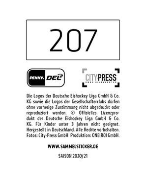 2020-21 Playercards Stickers (DEL) #207 Ivan Petrakov Back
