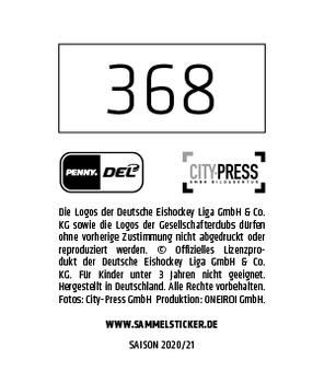 2020-21 Playercards Stickers (DEL) #368 Pat Cortina Back