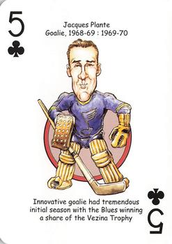 2019 Hero Decks St. Louis Blues Hockey Heroes Playing Cards #5♣ Jacques Plante Front
