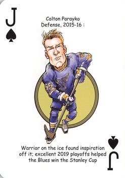2019 Hero Decks St. Louis Blues Hockey Heroes Playing Cards #J♠ Colton Parayko Front