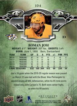 2020-21 Upper Deck Artifacts - Aqua #104 Roman Josi Back