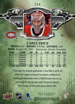 2020-21 Upper Deck Artifacts - Ruby #124 Carey Price Back