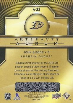 2020-21 Upper Deck Artifacts - Aurum #A-22 John Gibson Back