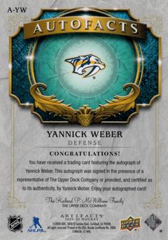 2020-21 Upper Deck Artifacts - Auto Facts #A-YW Yannick Weber Back