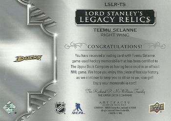 2020-21 Upper Deck Artifacts - Lord Stanley's Legacy Relics #LSLR-TS Teemu Selanne Back