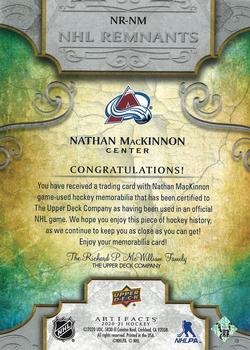 2020-21 Upper Deck Artifacts - NHL Remnants #NR-NM Nathan MacKinnon Back