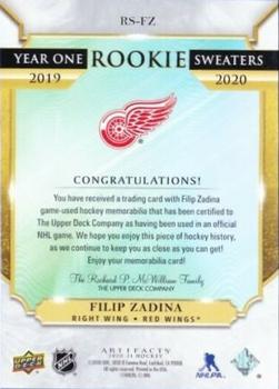 2020-21 Upper Deck Artifacts - Year One Rookie Sweaters #RS-FZ Filip Zadina Back