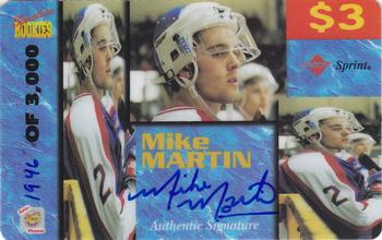 1995 Signature Rookies Auto-Phonex - $3 Phone Cards #28 Mike Martin Front