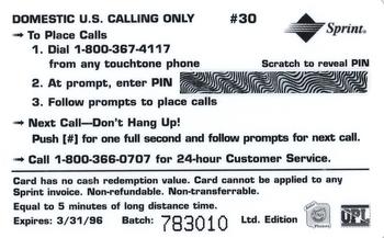 1995 Signature Rookies Auto-Phonex - $3 Phone Cards #30 Dmitri Nabokov Back