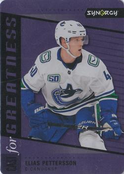 2020-21 Upper Deck Synergy - Cast for Greatness Purple #CG-3 Elias Pettersson Front