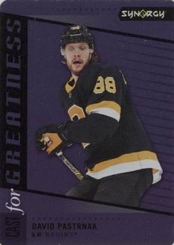 2020-21 Upper Deck Synergy - Cast for Greatness Purple #CG-19 David Pastrnak Front