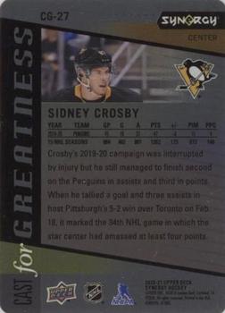 2020-21 Upper Deck Synergy - Cast for Greatness Purple #CG-27 Sidney Crosby Back