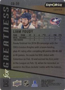 2020-21 Upper Deck Synergy - Cast for Greatness Purple #CG-35 Liam Foudy Back