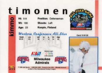 1998-99 EBK IHL Western Conference All-Stars #13 Kimmo Timonen Back