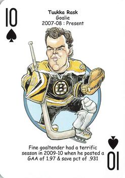 2018 Hero Decks Boston Bruins Hockey Heroes Playing Cards #10♠ Tuukka Rask Front