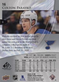 2020-21 SP Game Used #16 Colton Parayko Back