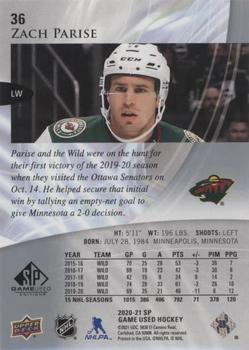 2020-21 SP Game Used #36 Zach Parise Back
