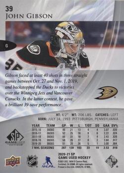 2020-21 SP Game Used #39 John Gibson Back