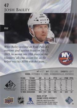 2020-21 SP Game Used #47 Josh Bailey Back