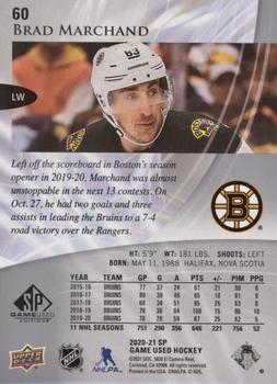 2020-21 SP Game Used #60 Brad Marchand Back