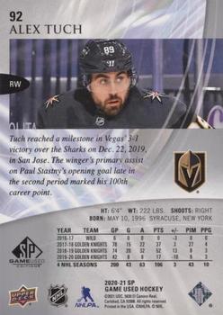 2020-21 SP Game Used #92 Alex Tuch Back