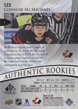 2020-21 SP Game Used #123 Connor McMichael Back