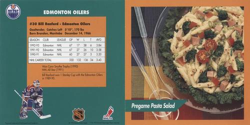 1993-94 Kraft NHL Superstar Recipes - Original Recipes #NNO Bill Ranford Back
