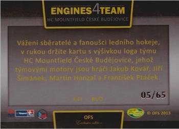 2013 OFS Exclusive - Engines 4 Team #E4T-BUD Jakub Kovar / Jiri Simanek / Martin Hanzal / Frantisek Ptacek Back