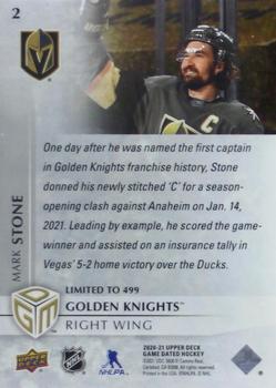2020-21 Upper Deck Game Dated Moments #2 Mark Stone Back
