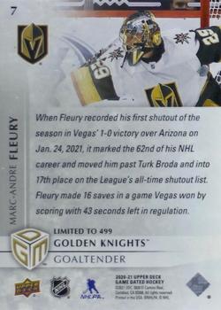 2020-21 Upper Deck Game Dated Moments #7 Marc-Andre Fleury Back