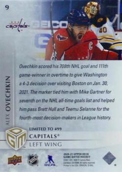 2020-21 Upper Deck Game Dated Moments #9 Alexander Ovechkin Back