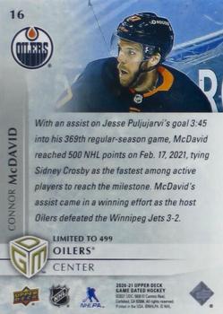 2020-21 Upper Deck Game Dated Moments #16 Connor McDavid Back
