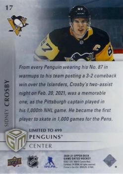 2020-21 Upper Deck Game Dated Moments #17 Sidney Crosby Back