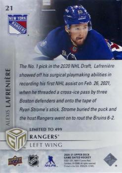2020-21 Upper Deck Game Dated Moments #21 Alexis Lafreniere Back