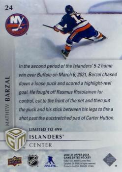 2020-21 Upper Deck Game Dated Moments #24 Mathew Barzal Back