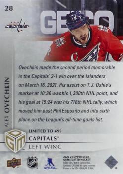 2020-21 Upper Deck Game Dated Moments #28 Alex Ovechkin Back