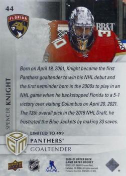 2020-21 Upper Deck Game Dated Moments #44 Spencer Knight Back